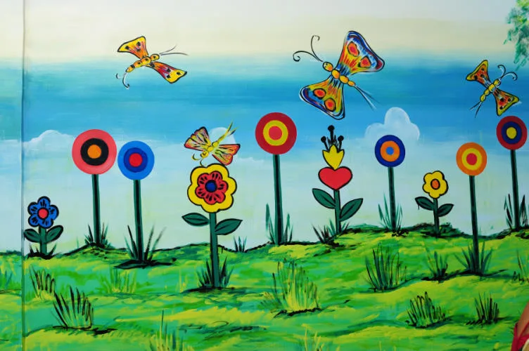 Drawing with flowers and butterflies